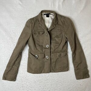 Marc Jacobs Womens Size 2 Brown Cotton Utility Safari Military Jacket Blazer